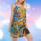 Hippie Van Love Beach V-Neck Sleeveless Cami Dress For Boho Festivals And Relaxed Summer Style