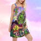 Hippie Alien Peaceful Spirit Color V-Neck Sleeveless Cami Dress For Music Festivals And Thoughtful Boho Gifting