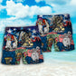 Scooter Skull Patriotic Beach Shorts Pattern Detail For Weekend Travel And Comfortable Daily Wear