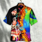 Neon Colorful Piano Music Hawaiian Shirt Artwork Detail For Resort Trips And Outdoor Activities