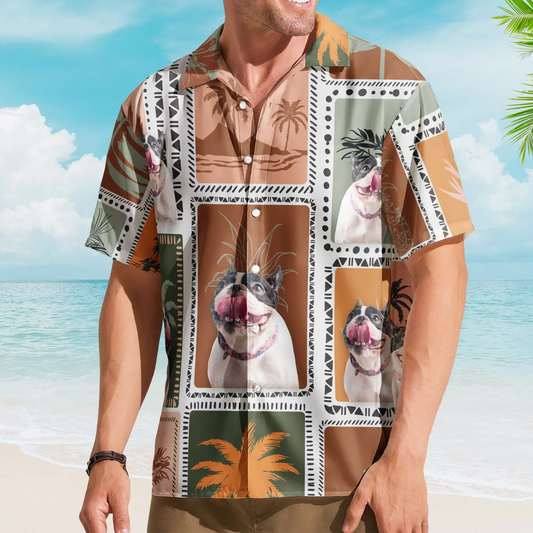 Funny Retro Tropical Custom Face Photo Palm Hawaiian Shirt For Warm Weather Events And Casual Wear