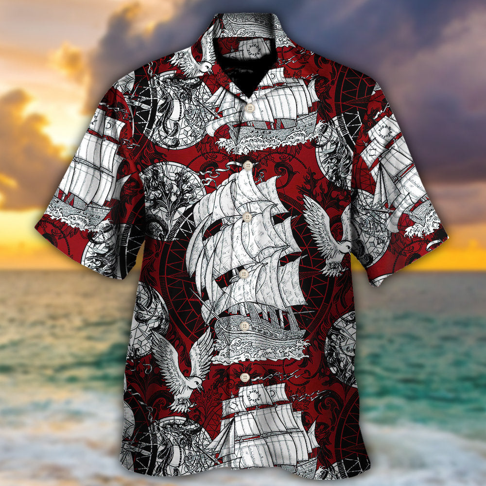 Vintage Ship Sailing Old Anchor Sea Hawaiian Shirt For Beach Parties And Weekend Getaways