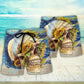 Skull And Sunflower Vintage Starry Beach Shorts For Coastal Adventures And Relaxed Summer Wear