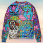 Hippie Cat Colorful World Sweater For Festival Adventures Vacations And Relaxed Daily Styling