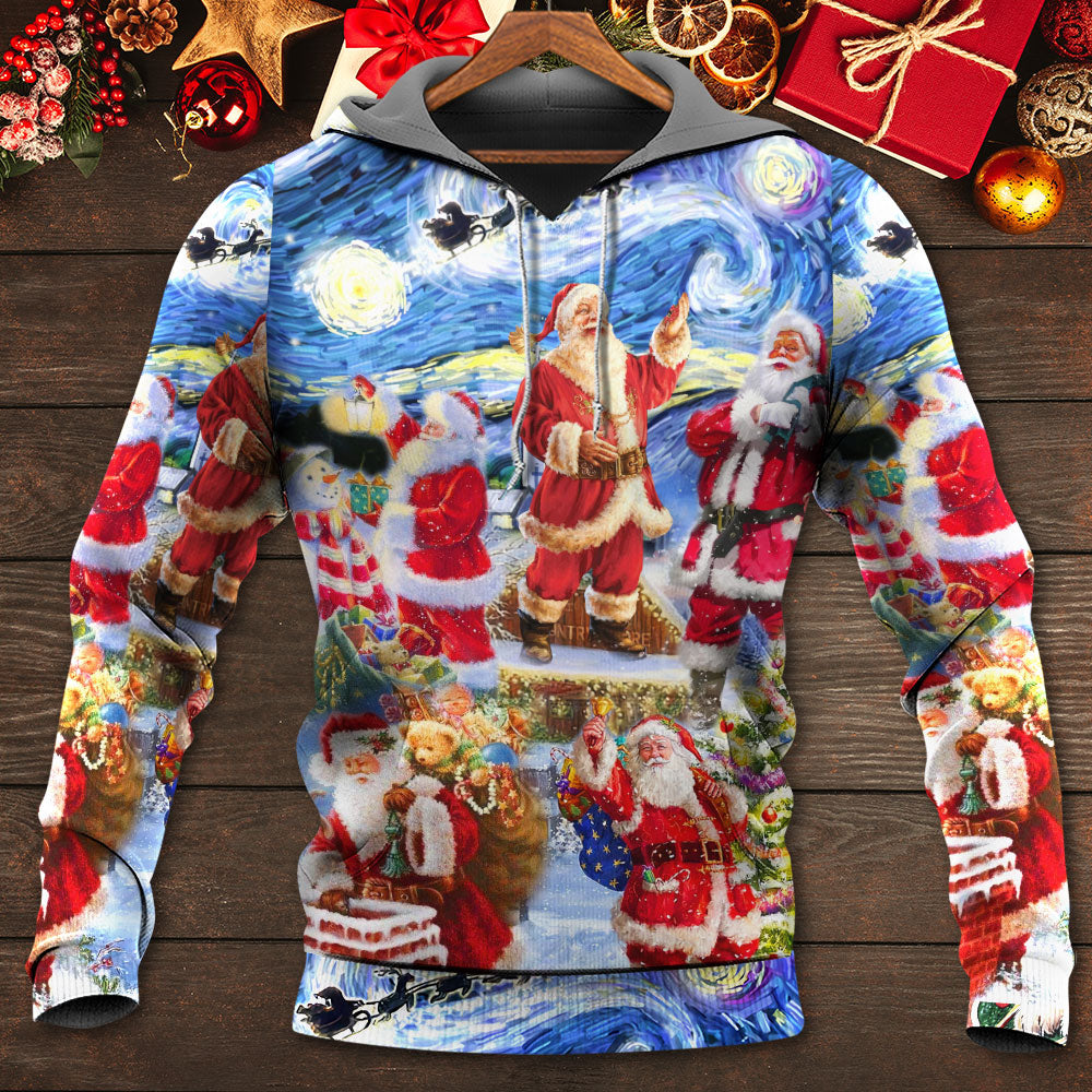 Christmas Santa Snowy Night Hoodie For Festive Celebrations Seasonal Trips And Relaxed Winter Wear