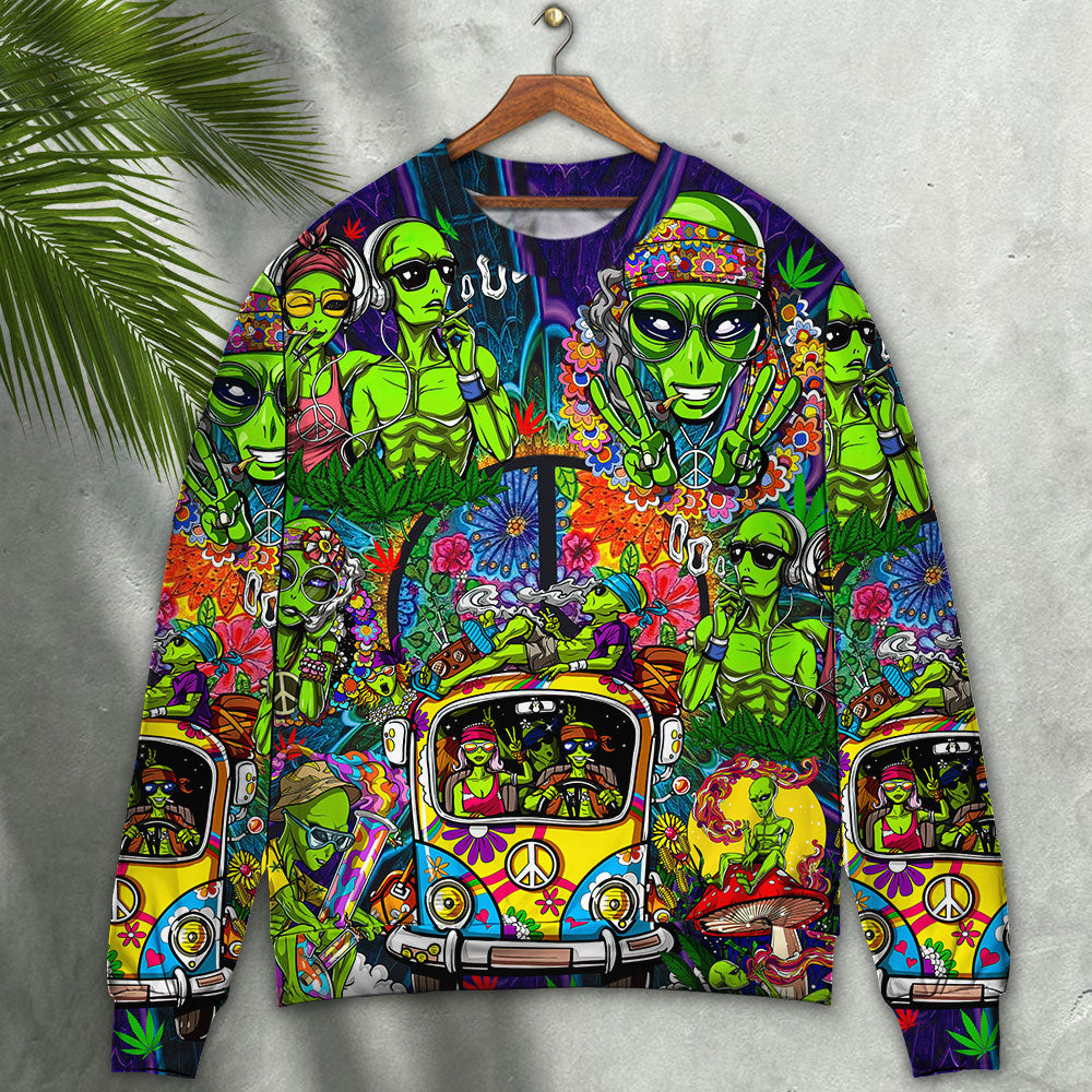 Hippie Space Alien Cosmic Sweater For Psychedelic Art Fans Outdoor Events And Distinctive Gifts