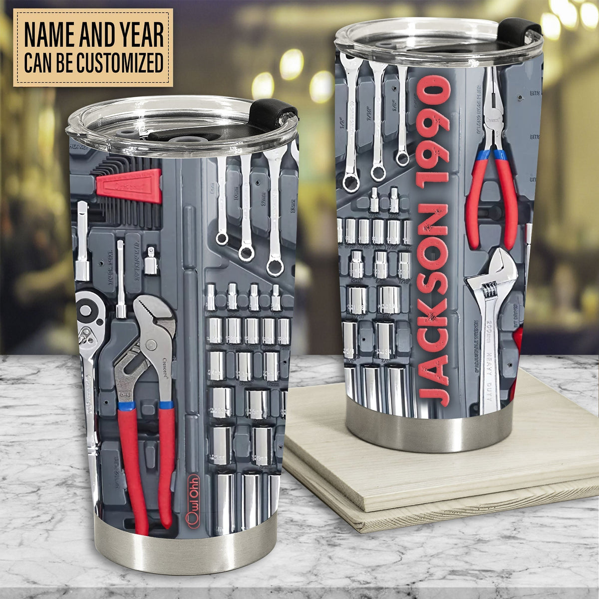 Mechanic Tools Box Art Personalized 20 Oz Tumbler For Coffee Travel And Daily Drinks