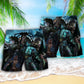 Pirate Storm Sea Monster Beach Shorts Pattern Detail For Casual Summer Plans And Comfortable Daily Wear