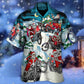 Festive Motorcycle Christmas Driving Hawaiian Shirt Artwork View For Coastal Escapes And Resort Style