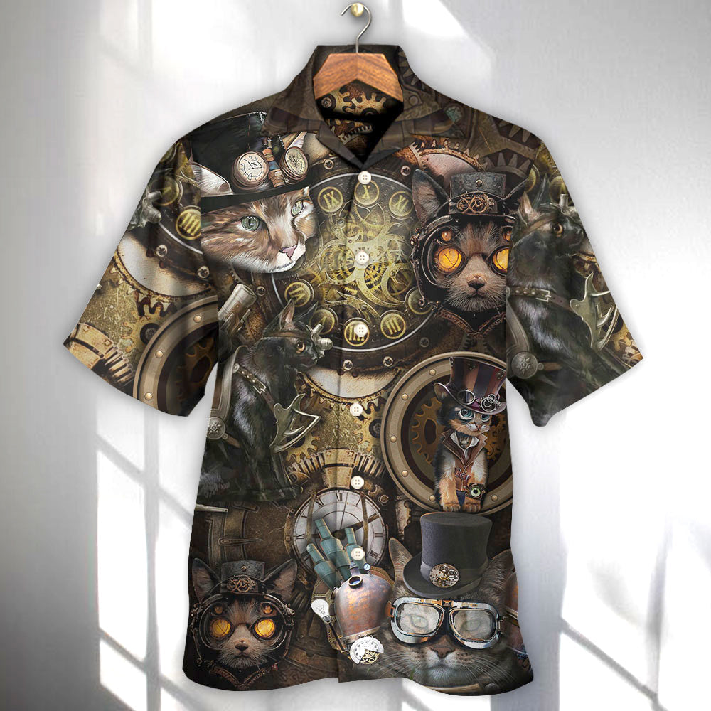 Steampunk Magical Cat About Hawaiian Shirt For Summer Events And Casual Outdoor Wear