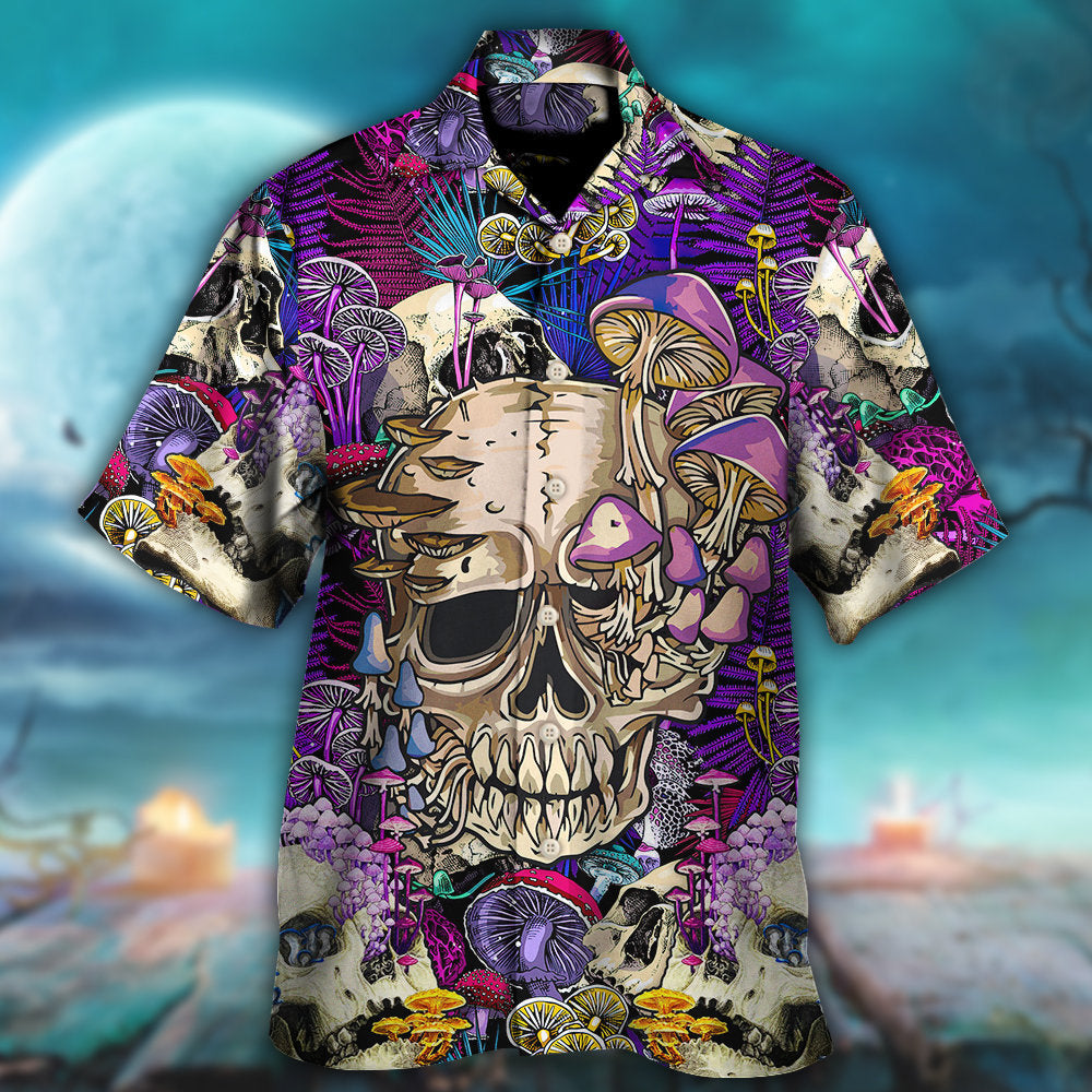 Magical Mushroom Bright Psychedelic Skull Hawaiian Shirt For Summer Events And Casual Outdoor Wear