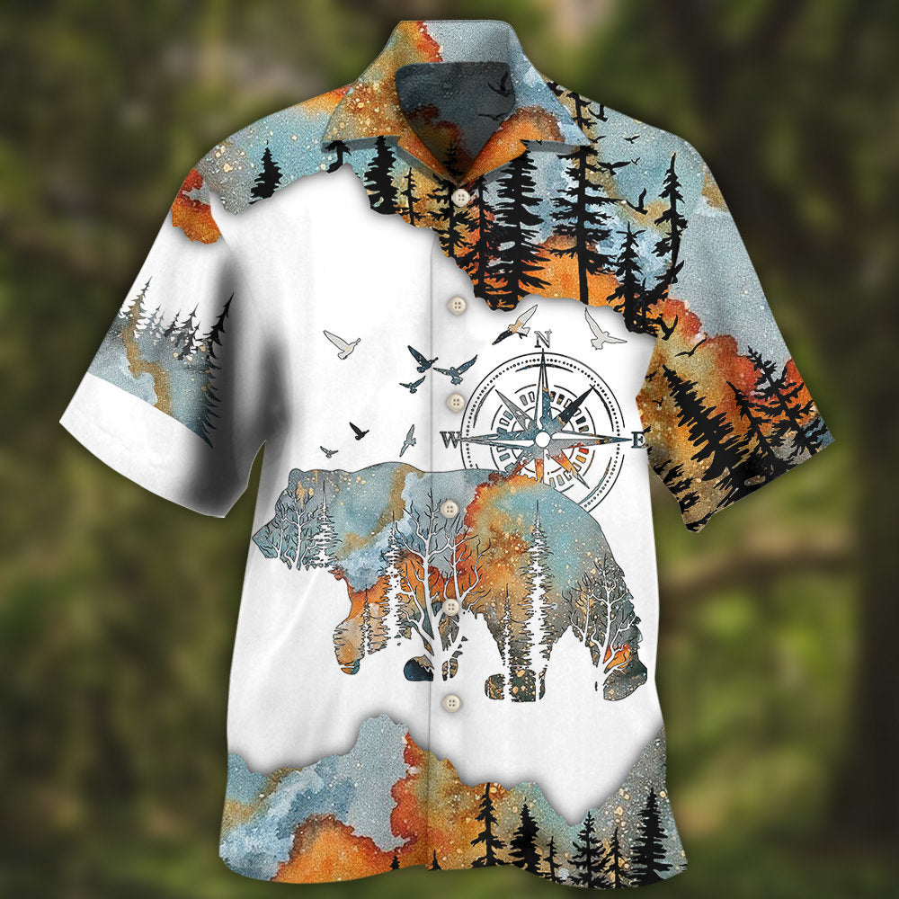 Camping Forest Hawaiian Shirt Design View For Casual Summer Styling