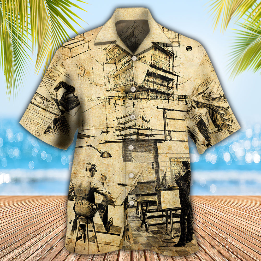 Architect Day Hawaiian Shirt Pattern Detail For Summer Holidays And Outdoor Fun