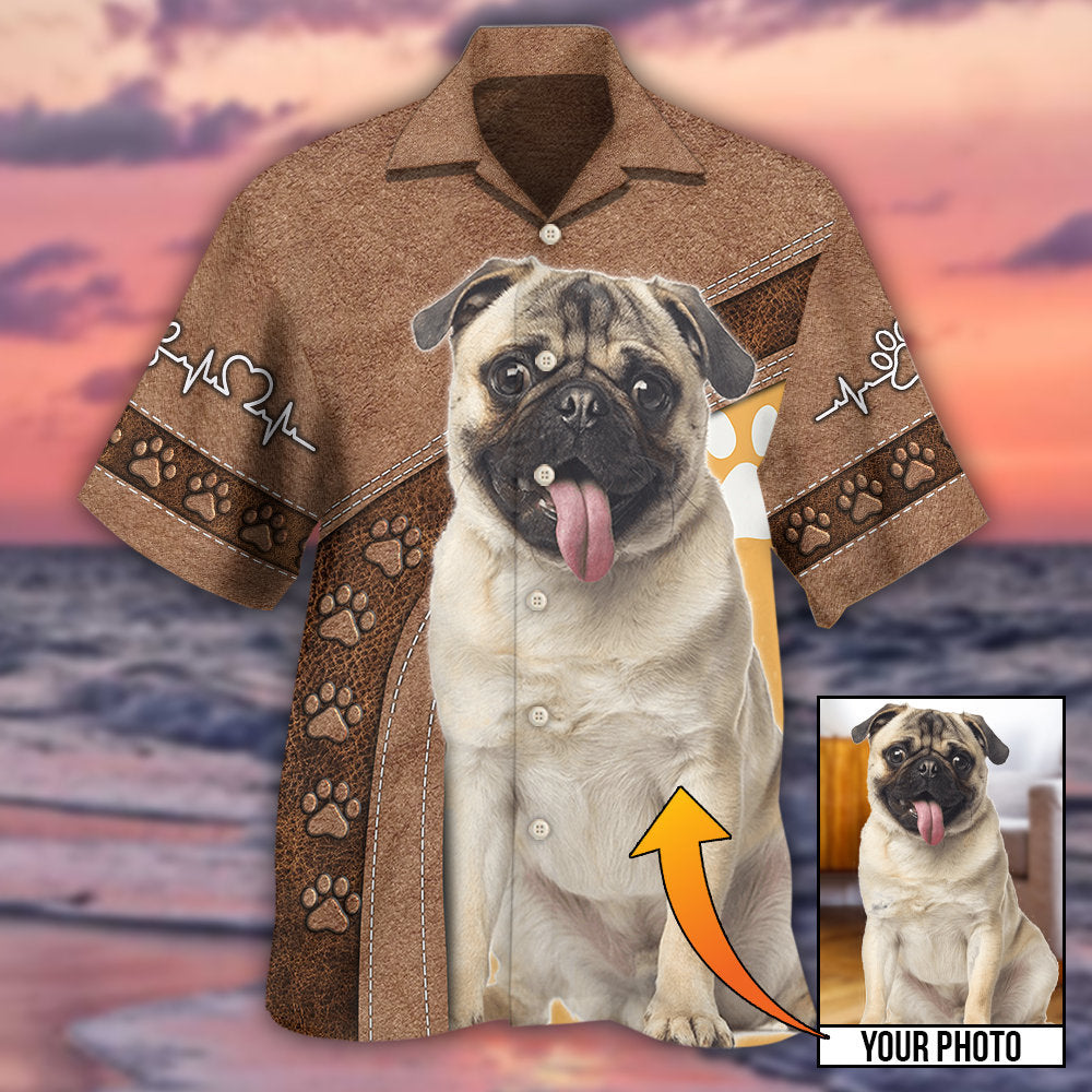 Classic Dog Paw Custom Photo Personalized Hawaiian Shirt Artwork Detail For Resort Trips And Outdoor Activities