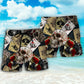 Retro Skull Gambling Card Beach Shorts Pattern Detail For Resort Wear And Leisure And Relaxation