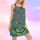 Hippie Peaceful Spirit Color V-Neck Sleeveless Cami Dress For Creative Events And Casual Warm Weather Wear