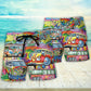 Hippie Van Colorful Peace Beach Shorts Artwork Detail For Tropical Travel And Everyday Wear