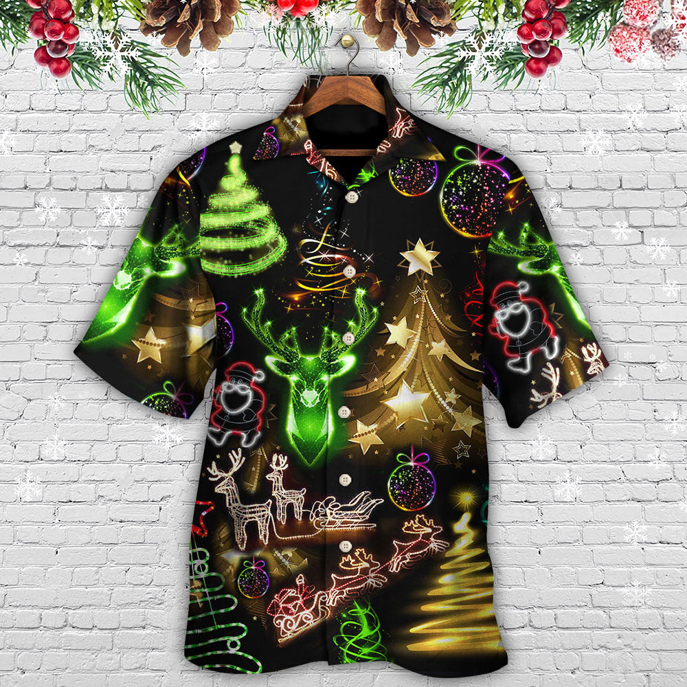 Neon Snowman Christmas Tree Hawaiian Shirt For Resort Getaways And Comfortable Summer Activities