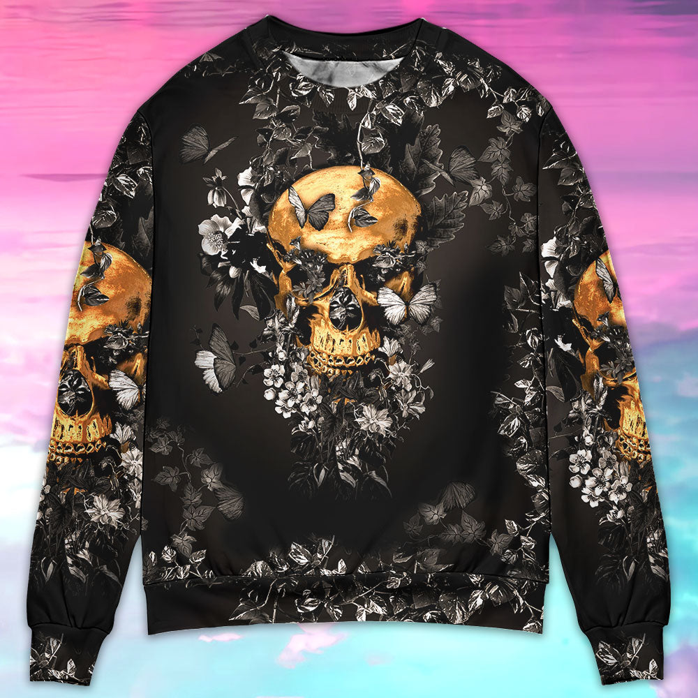 Skull Flowers Growth From Darkness Sweater For Alternative Outfits Seasonal Events And Everyday Comfort