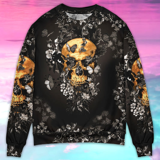 Skull Flowers Growth From Darkness Sweater For Alternative Outfits Seasonal Events And Everyday Comfort