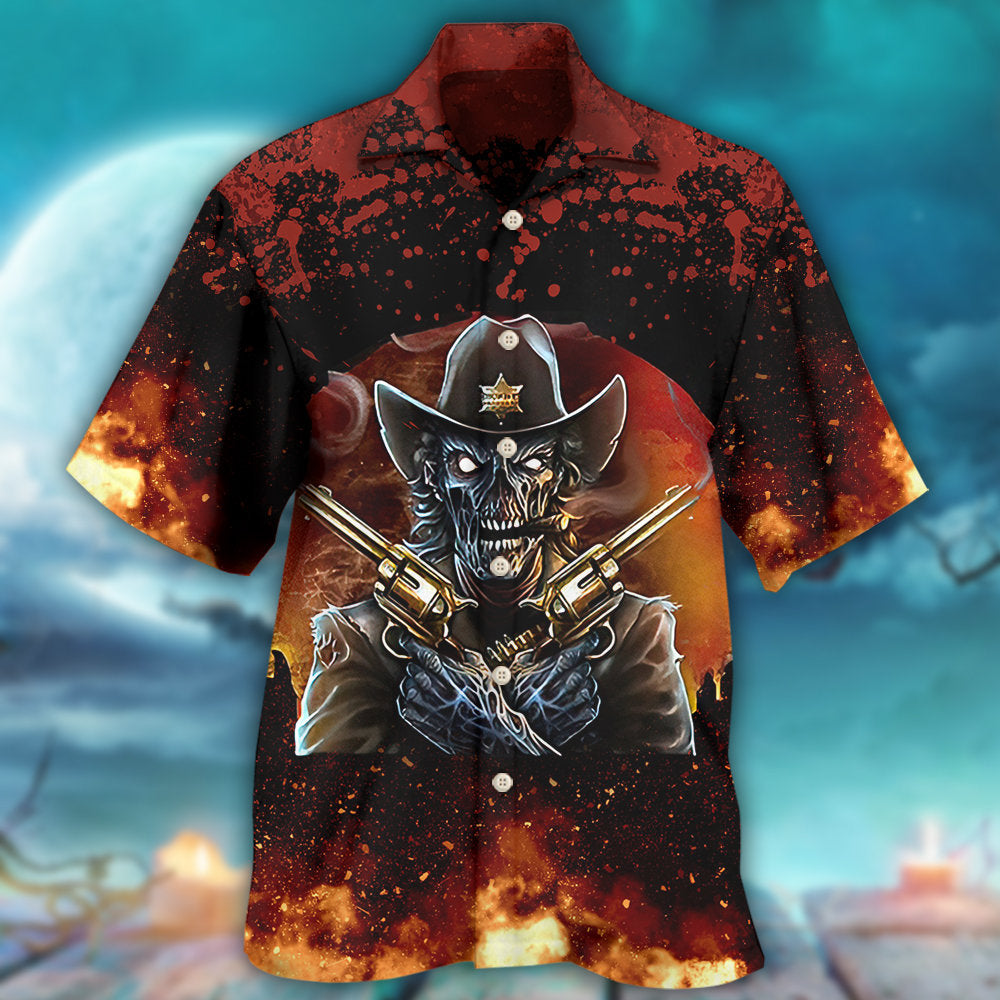 Skull Cowboy Huckleberry Hawaiian Shirt For Poolside Relaxation And Sunny Getaways