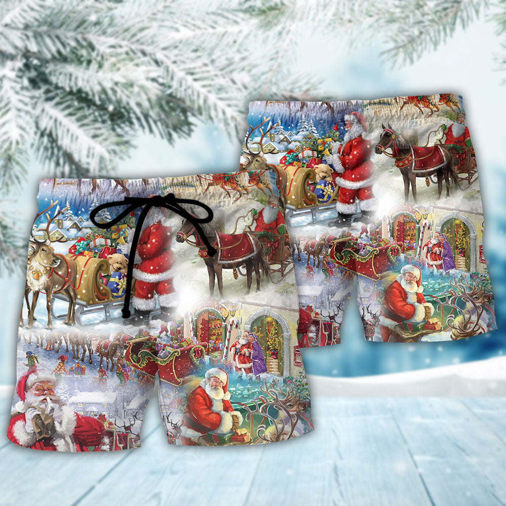 Believe In The Magic Of Christmas Beach Shorts Pattern View For Coastal Holidays And Casual Activities