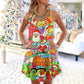 Hippie Santa Peace Bus V-Neck Sleeveless Cami Dress For Christmas Events Vacations And Playful Warm Weather Wear