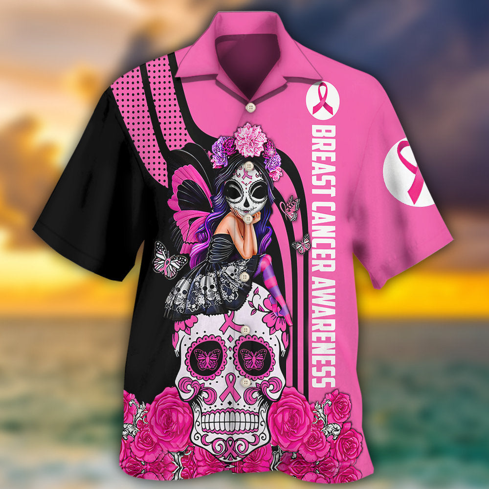 Breast Cancer Awareness Hope Strength Hawaiian Shirt For Beach Days, Summer Outings, And Thoughtful Gift Giving