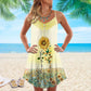 Butterfly And Sunflower You Are My Sunshine V-Neck Sleeveless Cami Dress For Summer Events And Colorful Daily Fashion