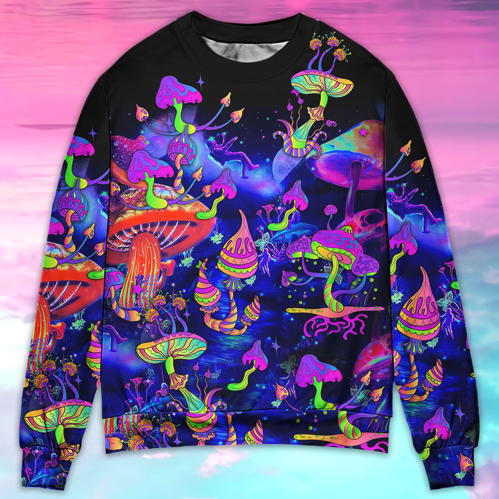 Hippie Mushroom Galaxy Neon Sweater For Colorful Outfits Weekend Events And Thoughtful Gift Giving