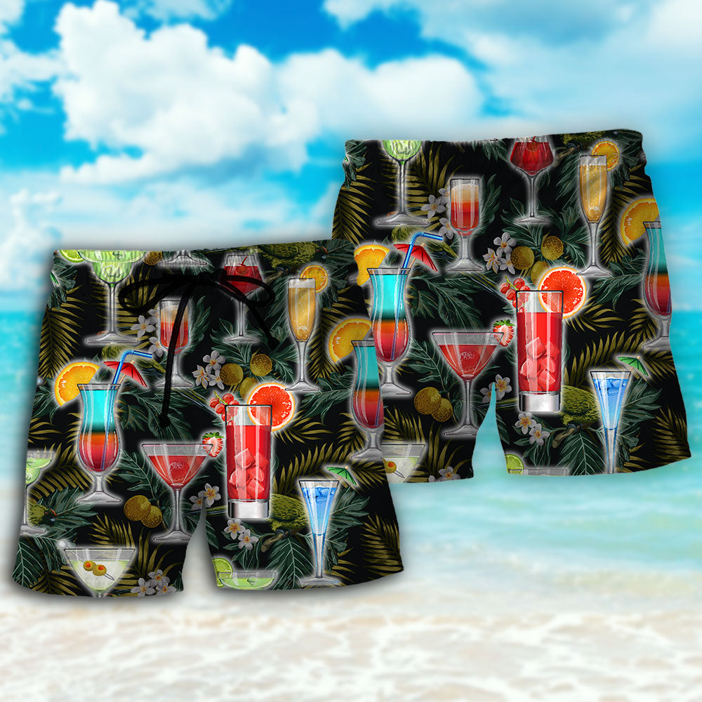 Tropical Summer Cocktail Beach Shorts For Summer Vacation And Coastal Travel