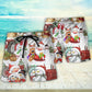 Santa And Snowman Christmas Together Beach Shorts Design Detail For Casual Warm Weather Outfits