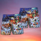 Santa And Reindeer Gift Light Beach Shorts Artwork Detail For Comfortable Everyday Summer Wear