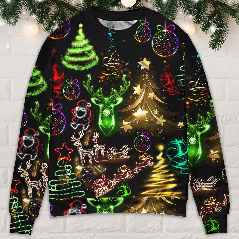 Christmas Neon Tree And Snowman Sweater For Holiday Parties Family Gatherings And Seasonal Gift Giving
