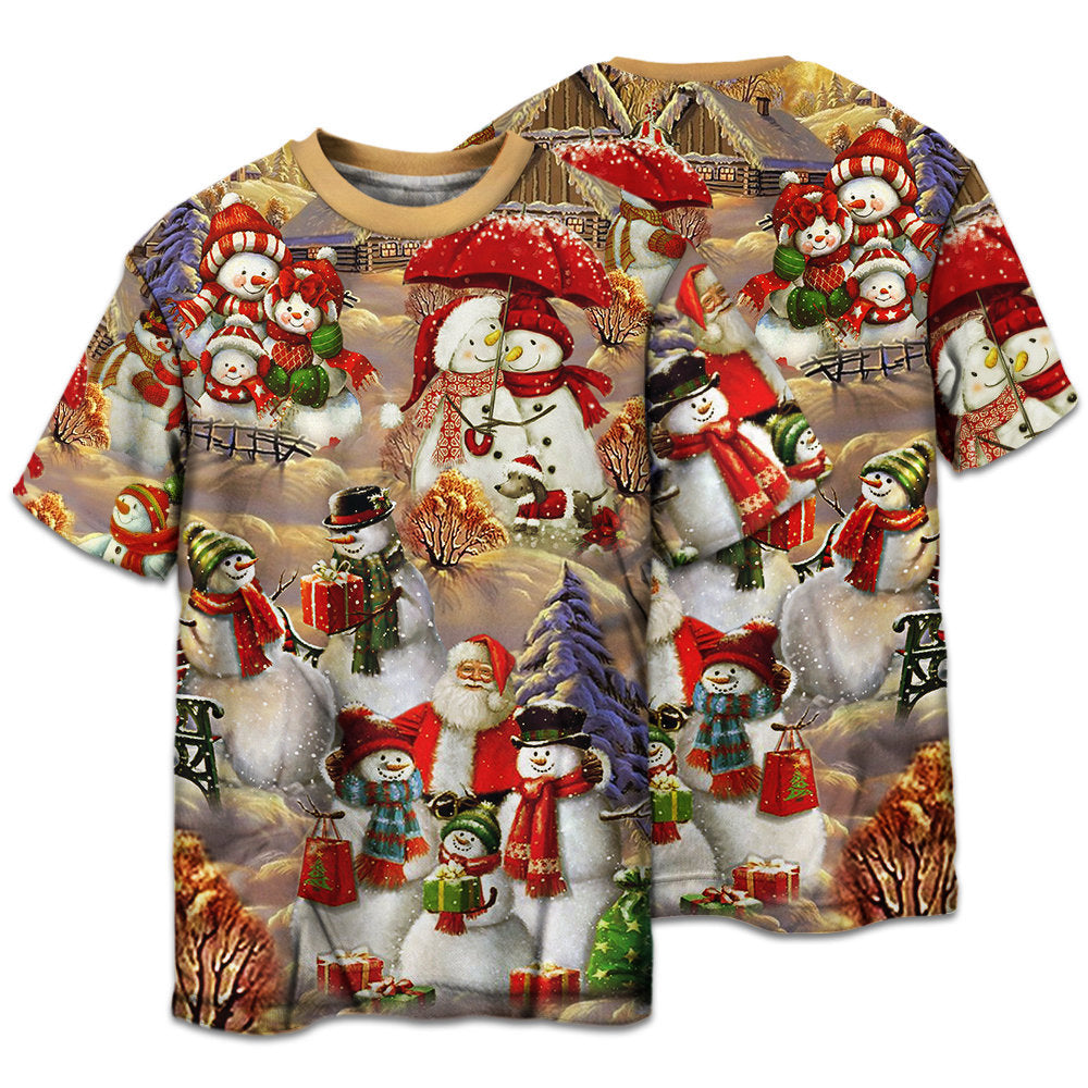 Snowman Couple Christmas Short Sleeve Pajamas Set For Christmas Mornings And Relaxed Lounging