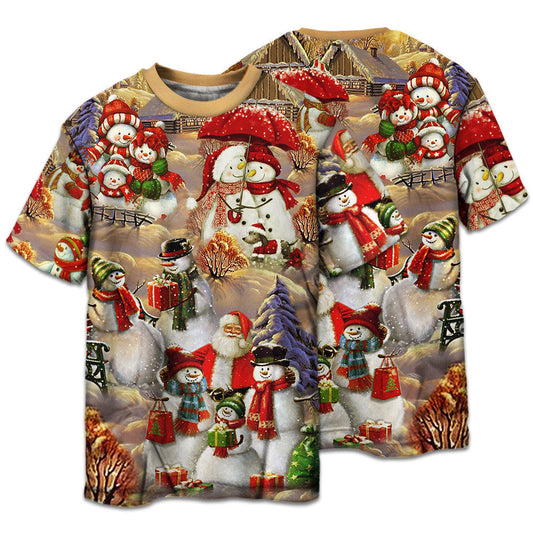 Snowman Couple Christmas Short Sleeve Pajamas Set For Christmas Mornings And Relaxed Lounging