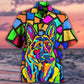 Creative German Shepherd Dog Hawaiian Shirt Fabric Pattern Detail For Tropical Vacations