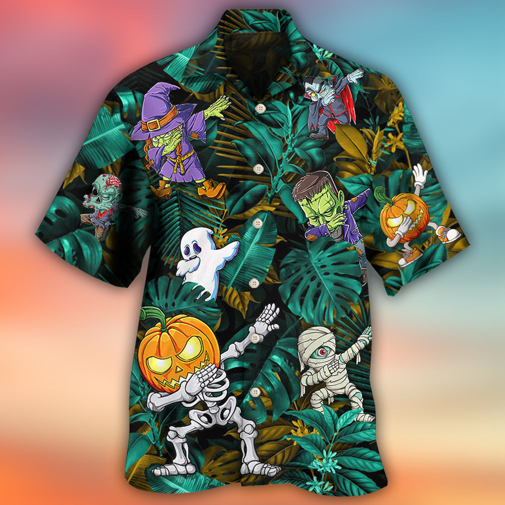 Zombie Halloween Dabbing Skeleton Hawaiian Shirt For Coastal Adventures And Warm Weather Wear