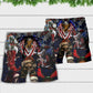 Christmas Skull Eagle Flag Beach Shorts Print View For Coastal Escapes And Casual Outings