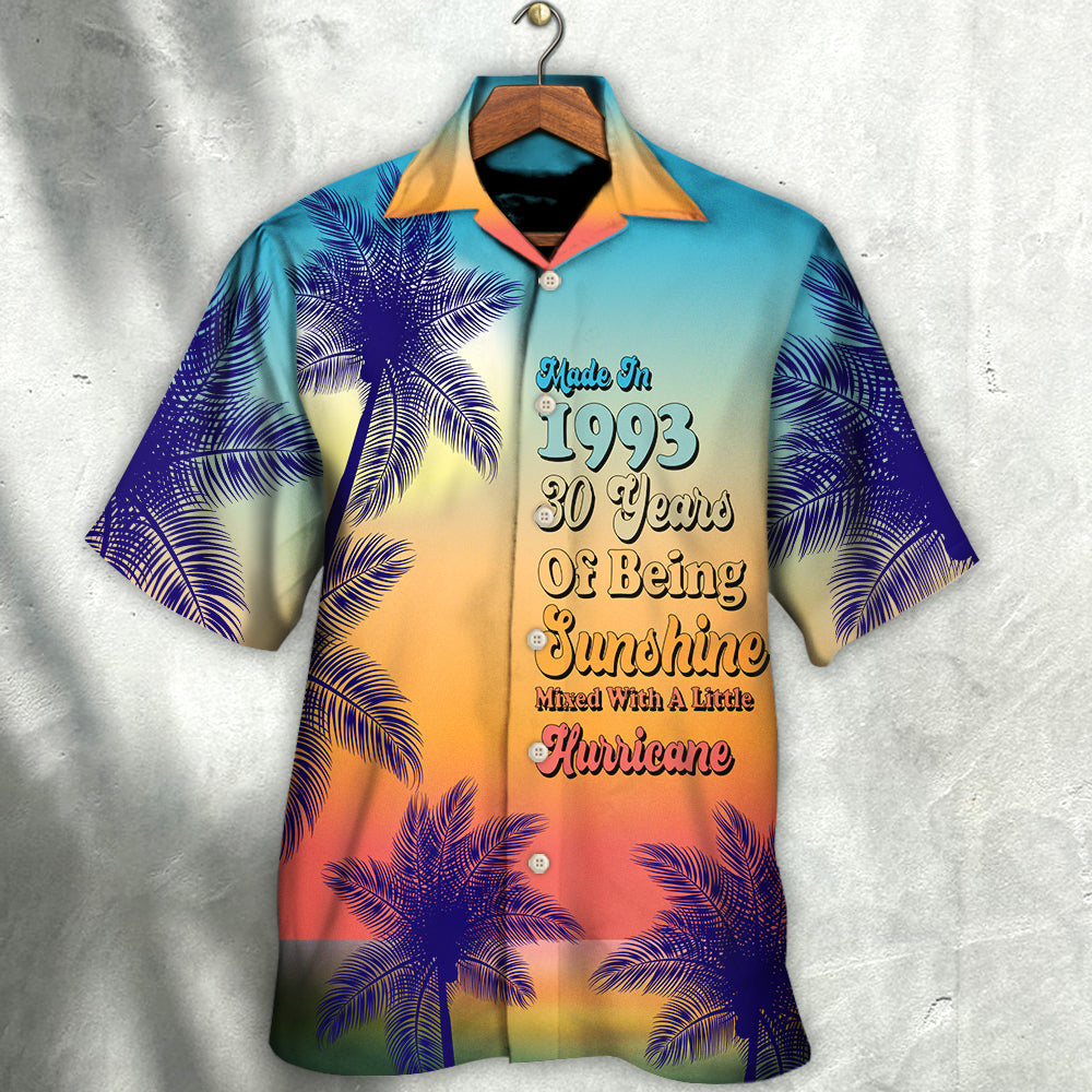 Sunshine Hurricane Birthday Hawaiian Shirt Artwork Detail For Resort Trips And Outdoor Activities