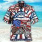 Patriotic American Bold Motorcycle Hawaiian Shirt Pattern Detail For Outdoor Gatherings
