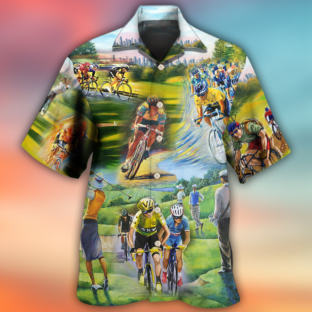 Abstract Watercolor Cycling Golf Hawaiian Shirt Pattern View For Lightweight Everyday Style