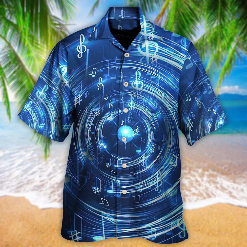 Neon Music Circle Notes Hawaiian Shirt For Vacation Days And Relaxed Coastal Outings