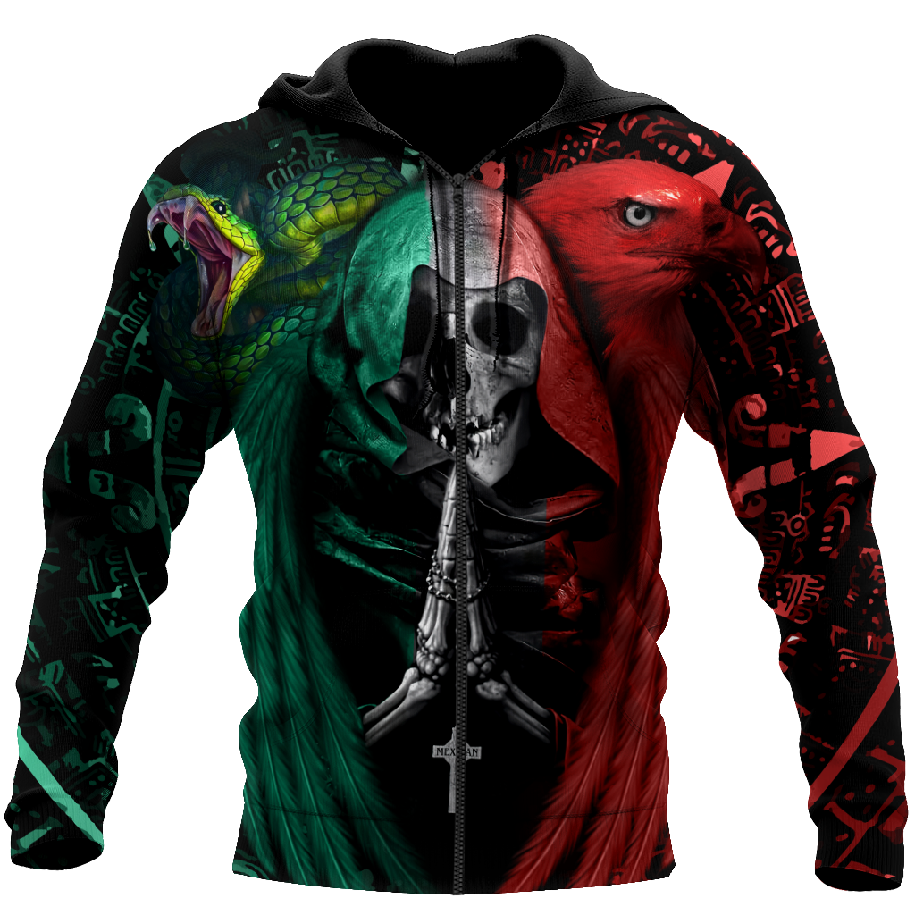 Mexican Aztec Skull Hoodie For Alternative Fashion Events And Relaxed Everyday Wear