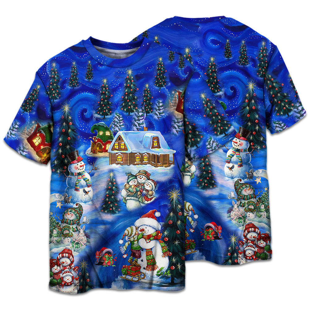 Playful Snowman Friends Christmas Short Sleeve Pajamas Set For Christmas Sleepwear And Family Lounging