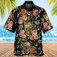 Dark Floral Skull Hawaiian Shirt Graphic Artwork Detail For Coastal Travel