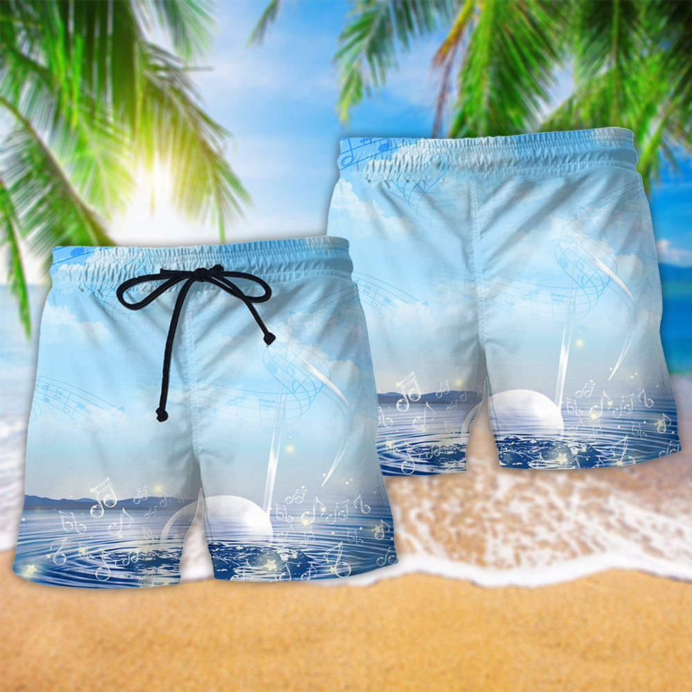 Music Sounds Of Nature Abstract Beach Shorts Design View For Comfortable Resort And Beach Styling