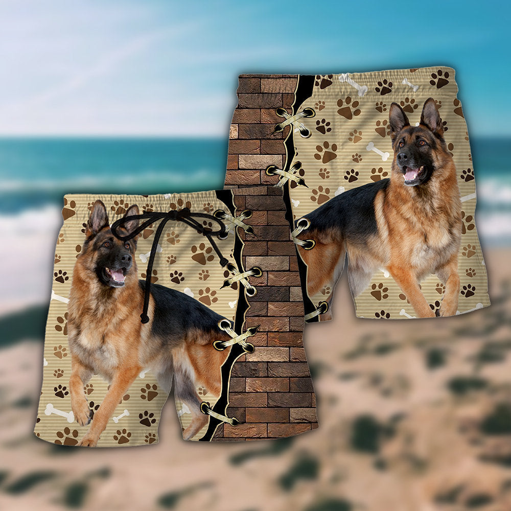 German Shepherd Stylish Dog Beach Shorts Artwork Detail For Tropical Travel And Everyday Wear