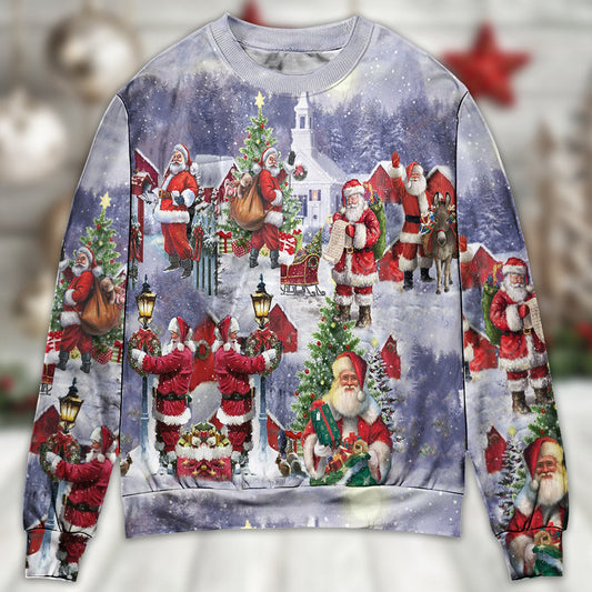 Christmas Merry Xmas Santa Is Coming Sweater For Family Gatherings Winter Travel And Everyday Seasonal Comfort