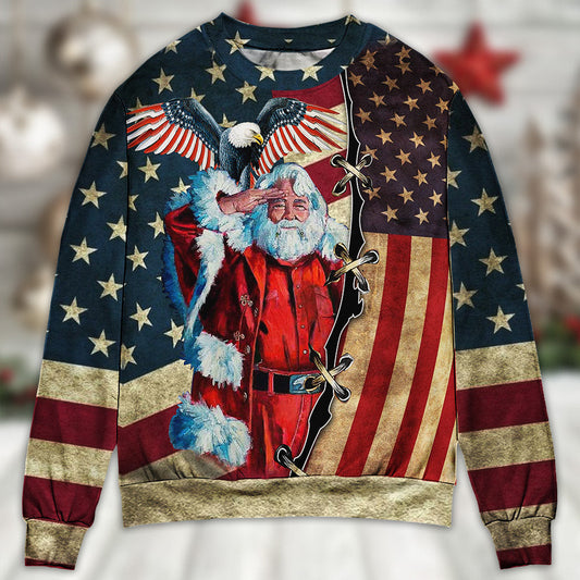 Christmas Patriotic Santa Claus Sweater For Winter Celebrations Family Events And Relaxed Seasonal Styling